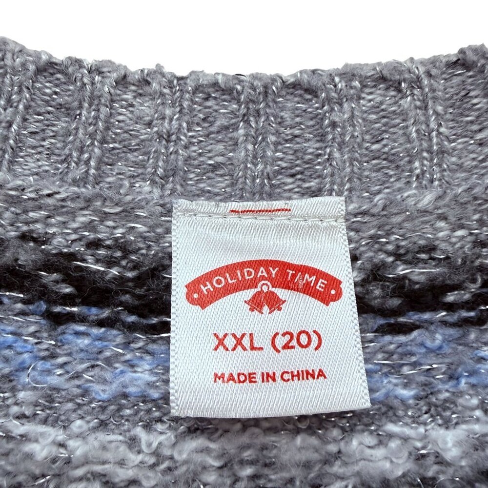 HOLIDAY TIME Penguins Fair Isle Christmas Sweater Womens XXL Blue Gray - Picture 6 of 7